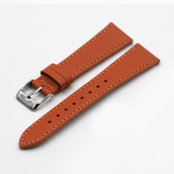 Vintage Epsom Italian Leather Mandarin Orange Watch Strap with Quick Release - 22mm
