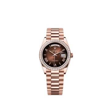 Rolex Day-Date 36 Everose Gold - Fluted / Brown Ombré - Roman / President