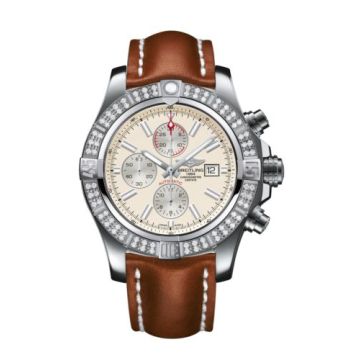 Breitling Super Avenger II Stainless Steel / Diamond / Stratus Silver / Calf / Pin