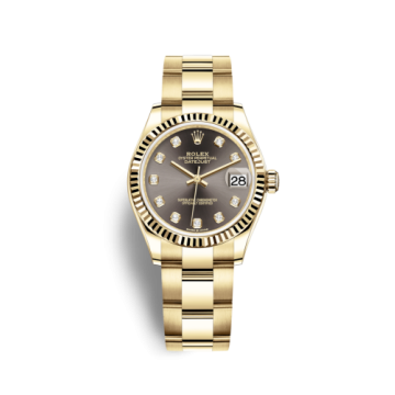 Rolex Datejust 31 Yellow Gold / Fluted / Grey - Diamond / Oyster