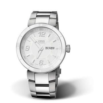 Oris TT1 Day Date Stainless Steel - Ceramic / White / Bracelet