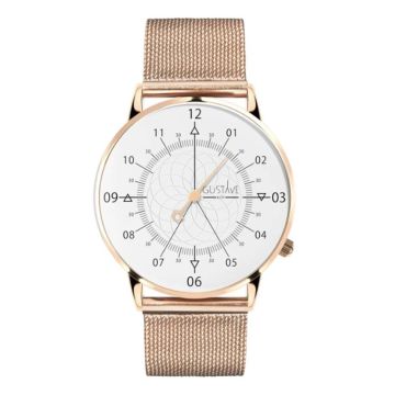 Gustave & Cie 12H Louis Or Rose & Blanc Milanais Or Rose 36mm