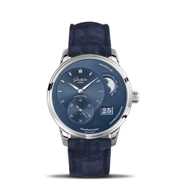 Glashütte Original PanoMatic Lunar Stainless Steel / Blue / Alligator