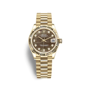 Rolex Datejust 31 Yellow Gold / Fluted / Black MOP / President