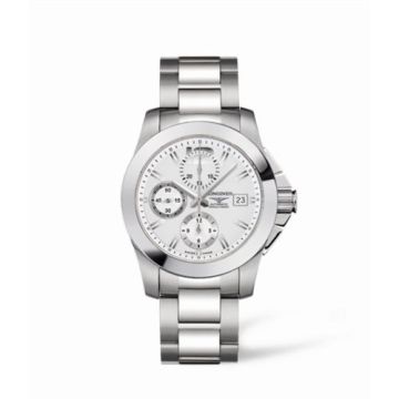 Longines Conquest Chronograph Silver Bracelet