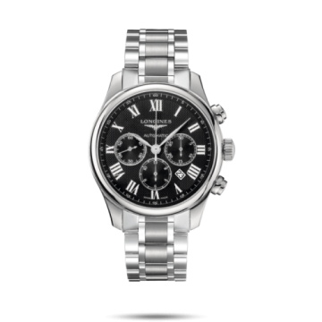 Longines Master Collection 44 Chronograph Stainless Steel / Black-Roman / Bracelet