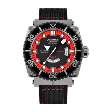 Formex Diver Quartz GMT Black - Red / Calf