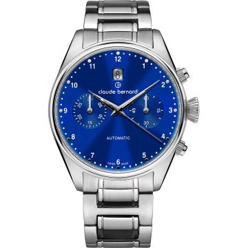 Claude Bernard Proud Heritage Automatic Chronograph Silver / Blue