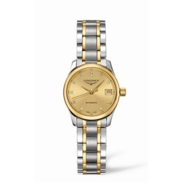 Longines Master Collection Date 25.5 Stainless Steel - Yellow Gold / Champagne / Bracelet