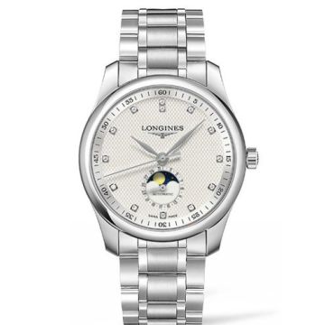 Longines Master Collection 40 Moonphase Stainless Steel / Silver-Diamond / Bracelet