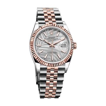 Rolex Datejust 36 Stainless Steel / Everose / Fluted / Silver - Palm / Jubilee