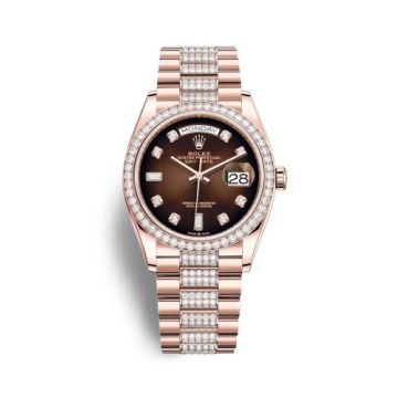 Rolex Day-Date 36 Everose Gold / Diamond / Brown Ombré-Diamond / President-Diamond
