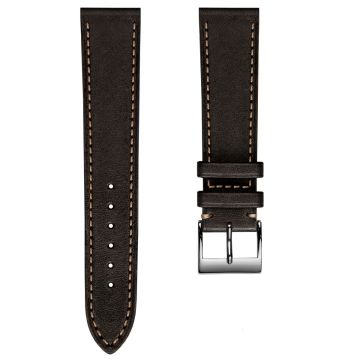 Leuven Cavallo Flat Handmade Horse Leather Watch Strap - Chocolate Brown - 16mm
