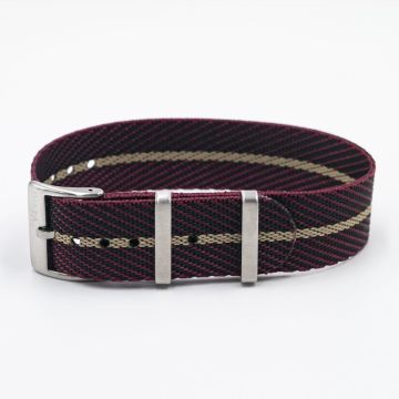 Twill Burgandy Red Watch Strap / Beige Divider - 18mm