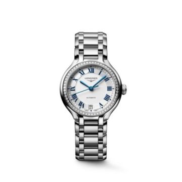 Longines PrimaLuna 34 Automatic Stainless Steel - Diamond / Silver / Bracelet