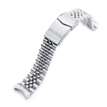 Super-J Louis JUB Watch Band for Seiko Baby MM 200 SBDC061 SPB077 SBDC063, Stainless Steel - Brushed with Polished Center, V-Diver Clasp - 18mm