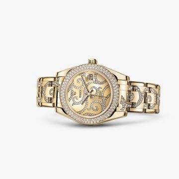 Rolex Datejust Pearlmaster 34 Yellow Gold Diamond Arabesque