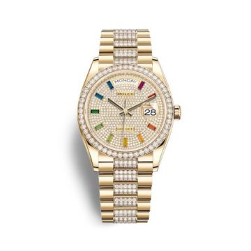 Rolex Day-Date 36 Yellow Gold / Diamond / Paved-Rainbow / President-Diamond