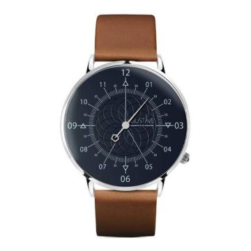 Gustave & Cie 12H Louis Argent & Bleu Cuir Marron Havane 40mm