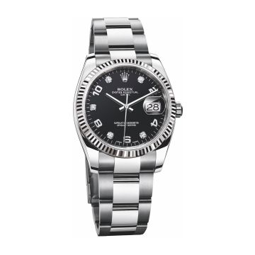 Rolex Oyster Perpetual Date 34 Stainless Steel Fluted / Oyster / Black Arabic