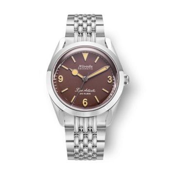 Nivada Grenchen Super Antarctic 3.6.9. Brown - Beige Luminous / Stainless Steel / Flat Link