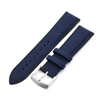 Navy Blue FKM35 Sailcloth FKM Quick Release Rubber Watch Band, 19mm to 22mm - 19mm