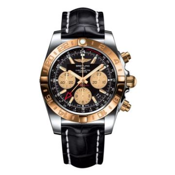 Breitling Chronomat 44 GMT Stainless Steel / Rose Gold / Onyx Black / Croco