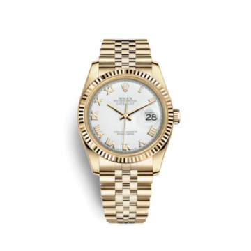 Rolex Datejust 36 Yellow Gold Fluted / Jubilee / White Roman