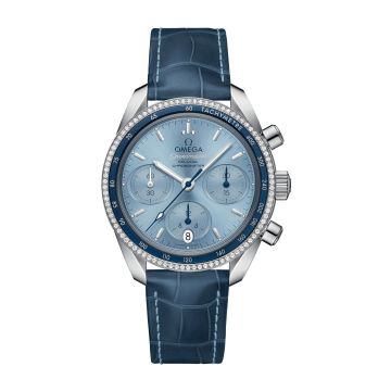 Omega Speedmaster Co-Axial 38 Stainless Steel / Diamond / Blue / Strap