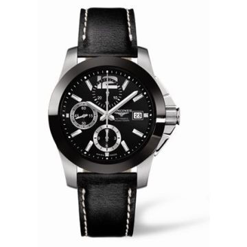 Longines Conquest Chronograph Ceramic Leather
