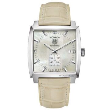 TAG Heuer Monaco Automatic Stainless Steel / MOP - Diamond / Alligator
