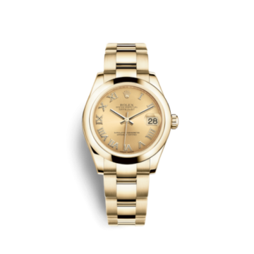 Rolex Datejust 31 Yellow Gold Domed / Oyster / Champagne Roman