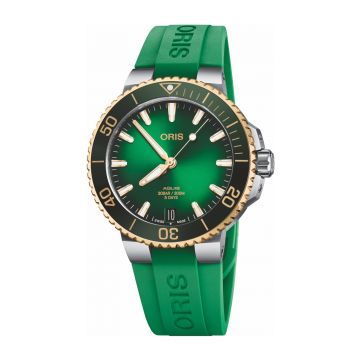 Oris Aquis Date Calibre 400 41.5 Staineless Steel - Yellow Gold / Green / Rubber