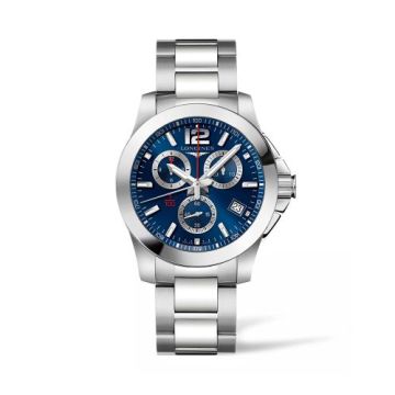 Longines Conquest 41 Chronograph Quartz Stainless Steel / Blue / Bracelet