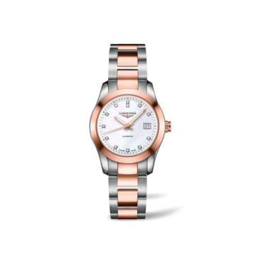 Longines Conquest Classic Automatic 29.5 Stainless Steel / Red Gold / MOP / Bracelet