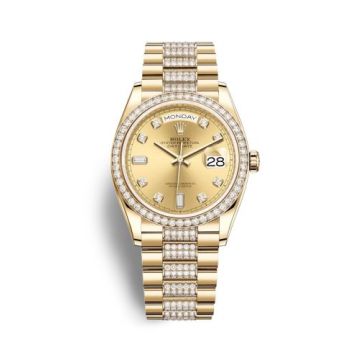Rolex Day-Date 36 Yellow Gold / Diamond / Champagne-Diamond / President-Diamond