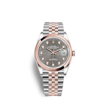 Rolex Datejust 36 Stainless Steel / Everose / Domed / Slate - Fluted - Diamond / Jubilee