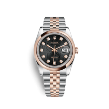 Rolex Datejust 36 Rolesor Everose Domed / Jubilee / Black Computer