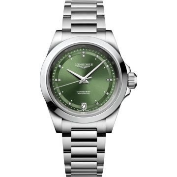 Longines Conquest 34 Stainless Steel / Green - Diamond / Bracelet