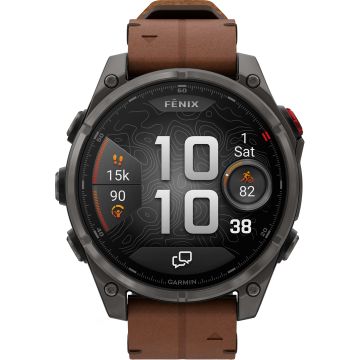 Garmin Fenix 8 Pro - 47mm AMOLED Sapphire Carbon Grey / Brown Leather