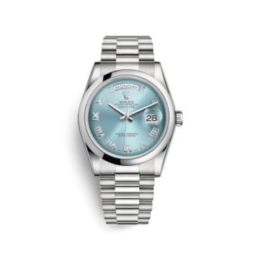 Rolex Day-Date 36 Platinum Domed / President / Ice Blue Roman