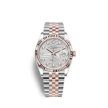 Rolex Datejust 36 Stainless Steel / Everose / Fluted / Silver - Palm - Diamond / Jubilee