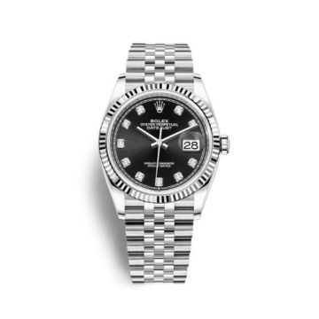Rolex Datejust 36 Stainless Steel / Fluted / Black-Diamond / Jubilee