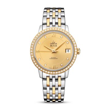 Omega De Ville Prestige Co-Axial 32.7 Stainless Steel / Yellow Gold / Diamond / Champagne / Bracelet
