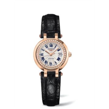Longines PrimaLuna Automatic 26.5 Pink Gold Diamond Leather