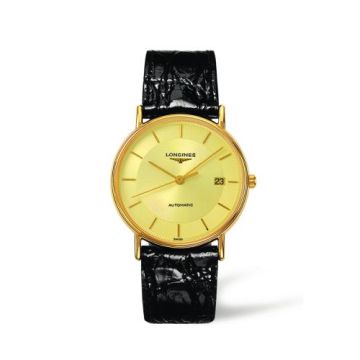 Longines Presence 38.5 Automatic PVD Gold / Champagne / Strap