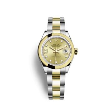 Rolex Lady-Datejust 28 Rolesor Yellow Domed / Oyster / Champagne Diamond