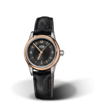 Oris Classic Date Lady 28.5 Stainless Steel - Rose Gold / Black