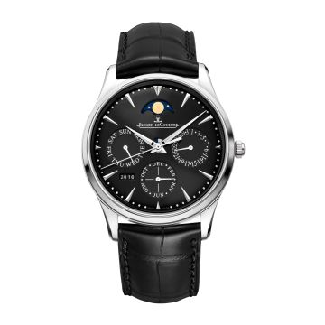 Jaeger-LeCoultre Master Ultra Thin Perpetual Stainless Steel / Black / Alligator