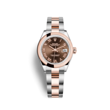 Rolex Lady-Datejust 28 Rolesor Rose Domed / Oyster / Chocolate Roman